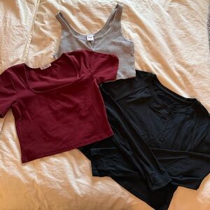 Trendy Women's Tops Set - Black, Gray, and Red